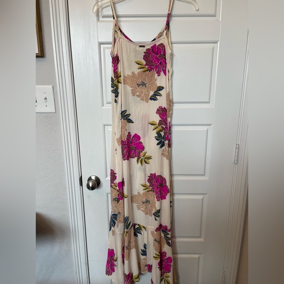 Billabong Kick it Up Floral Print Woman’s Maxi Dress,Cream-Pink-Olive green-Med - Picture 6 of 7